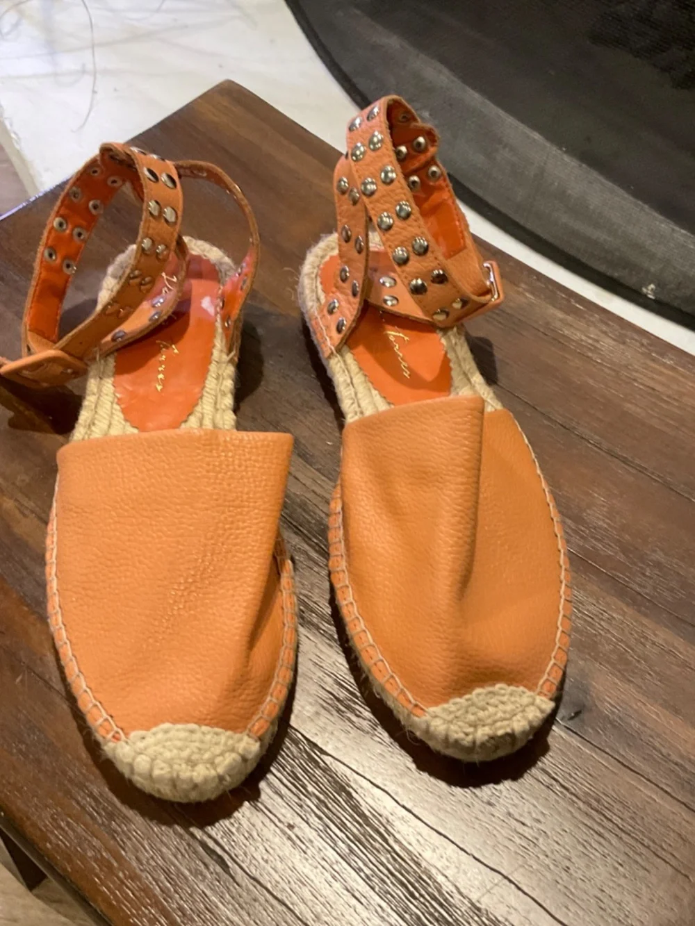 Paula Torres Ava Peach/Tan Leather Espadrilles Size EU 37/ US 6.5/7